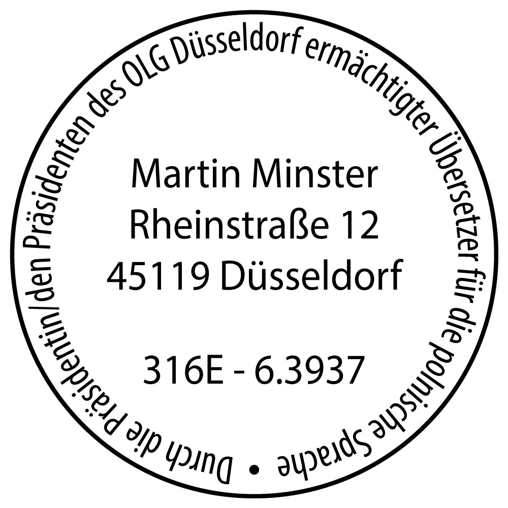 Dolmetscher / Übersetzer Siegel gem. Verordnung Dolmetscher / Übersetzer Siegel gem. Verordnung