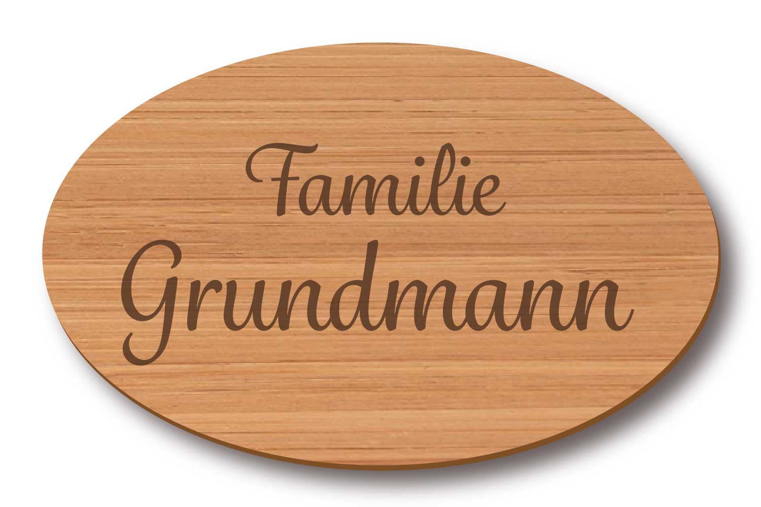 Holzschild graviert - oval in verschiedenen Größen Holzschild graviert - oval in verschiedenen Größen